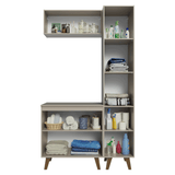 Gabinetes para Baño 120 cm, Con Patas 5 puertas, Crema Nice 02