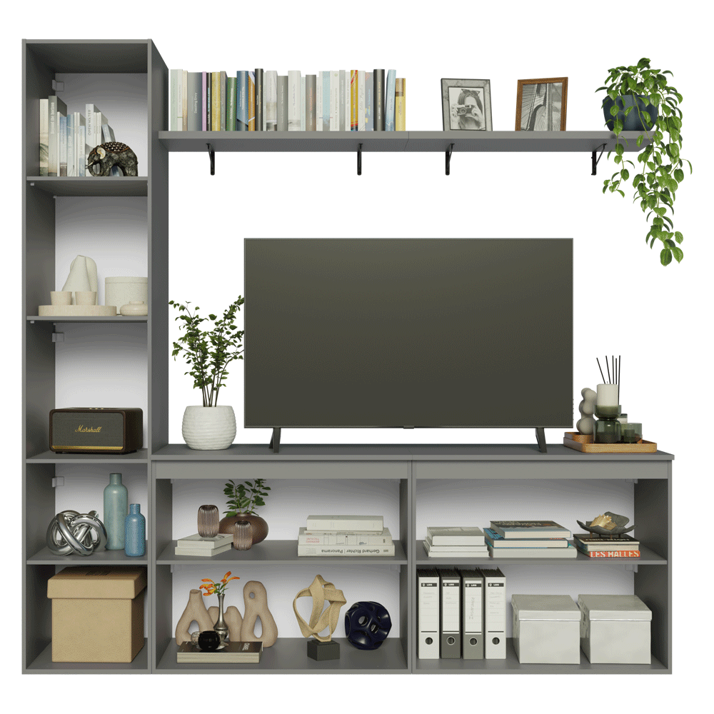 Mueble para TV hasta 70 Pulgadas 200 cm Sin Patas Nice Gris 01