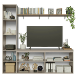 Rack para TV hasta 70 pulgadas flotante + repisa de 200 cm, Crema Nice 01