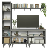 Mueble para TV hasta 70 Pulgadas + Repisa 200cm Gris Nice Madesa 02