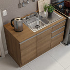 Gabinete Bajo para Fregadero con Accesorios de Cocina 120 cm 2 Puertas 3 Cajones Marrón Glamy Madesa