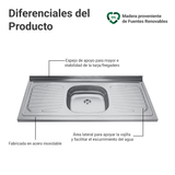 Fregadero de Acero Inoxidable 120 X 52 cm