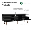 Mueble para TV hasta 65 Pulgadas 160 cm 3 Puertas Negro Londres Madesa