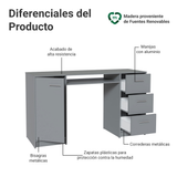 Escritorio Para Pc 3 Cajones 1 Puerta Gris Madesa Alaska