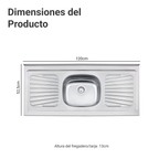 Fregadero de Acero Inoxidable 120 cm Madesa