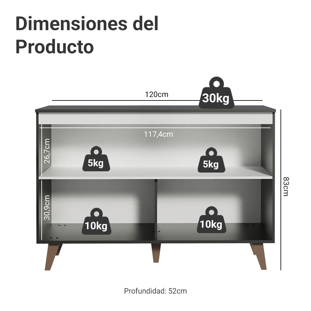 Gabinete Bajo para Fregadero 2 Puertas  Reims Negro