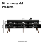 Mueble para TV hasta 65 Pulgadas 160 cm 3 Puertas Negro Londres Madesa