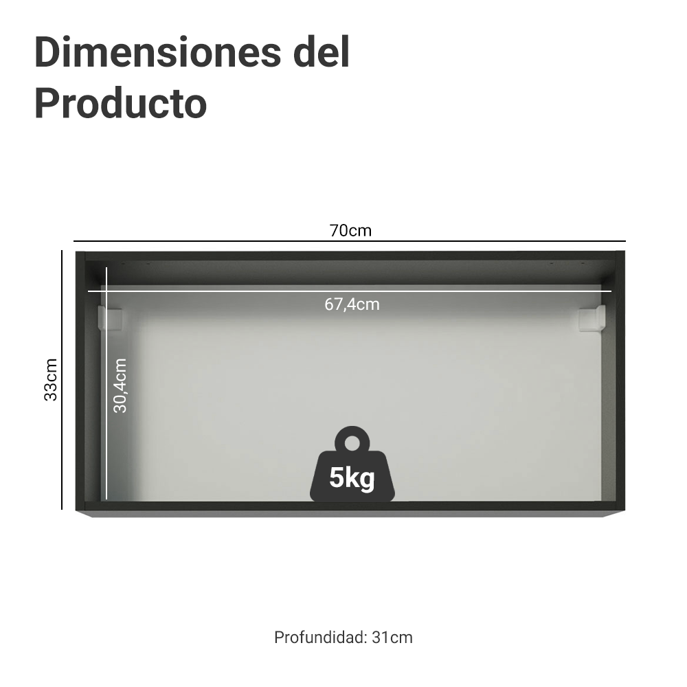 Gabinete Superior 70 cm 1 Puerta Abatible Reims Negro