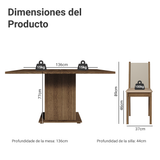 Juego de Comedor Mesa Encimera de Madera 8 Sillas Marrón/Crema/Beige Marisa