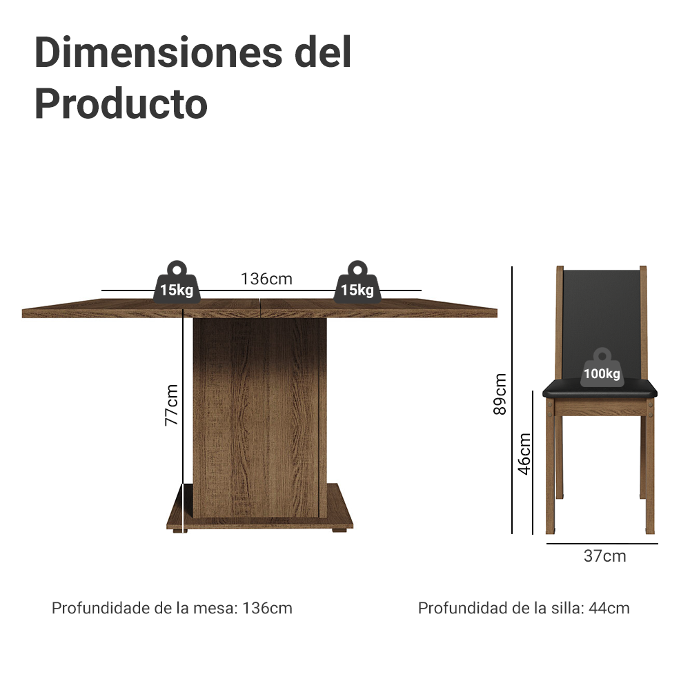 Juego de Comedor Mesa Encimera de Madera 8 Sillas Marrón/Negro Marisa