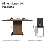 Juego de Comedor Mesa Encimera de Madera 8 Sillas Marrón/Negro Marisa