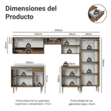 Cocina Integral 293cm con Fregadero Marrón Emilly 09
