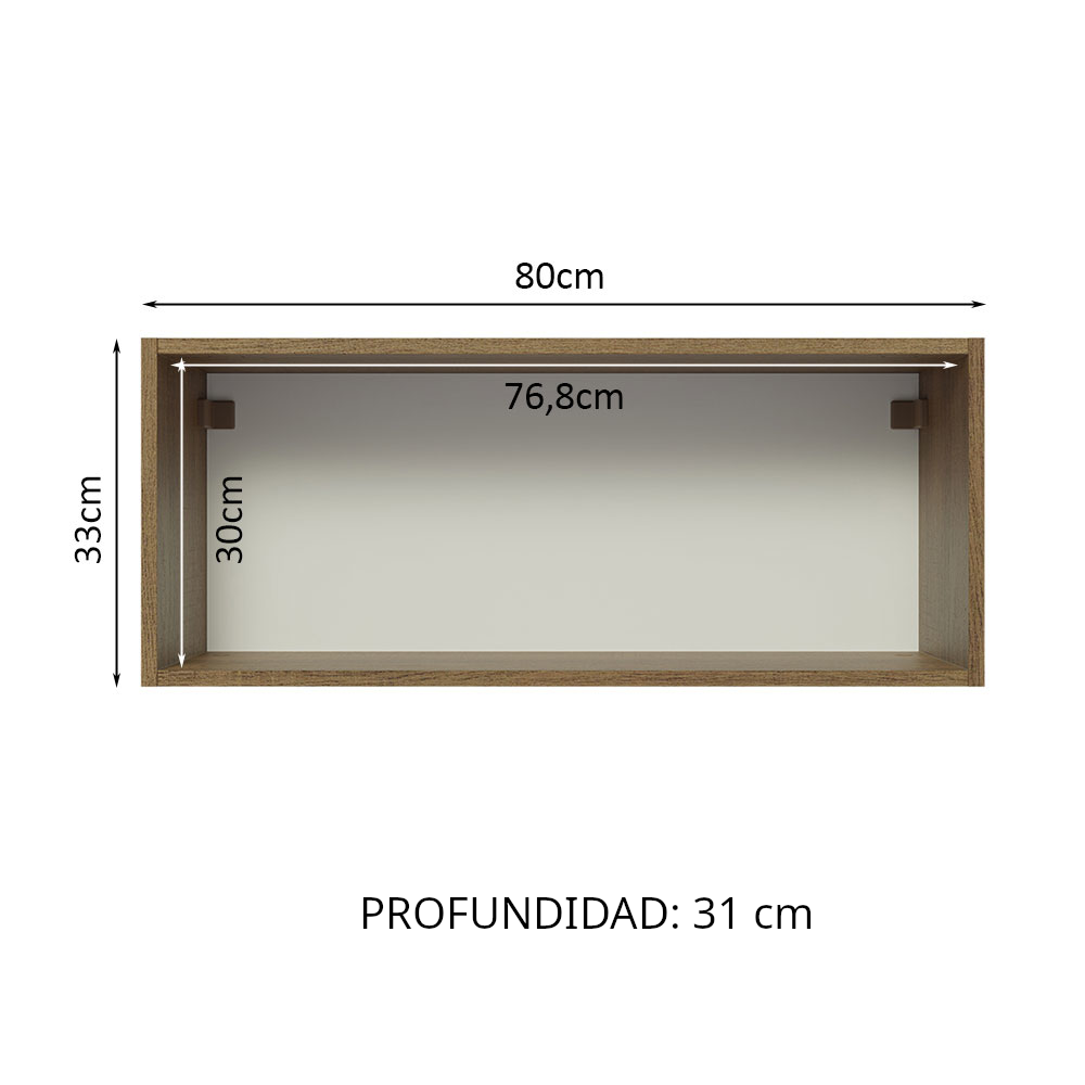 Alacena Madesa Glamy 80 cm 1 Puerta Basculante Marrón/Blanco