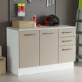 Gabinete Bajo Multiuso 120 cm 2 Puertas 3 Cajones Blanco/Crema Madesa