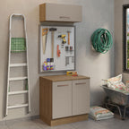 Kit Gabinete Bajo y Gabinete Superior Multiuso 80 cm Marrón/Crema Madesa