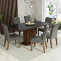 Conjunto de Comedor con Encimera Vidrio 6 Sillas Marrón/Negro/Silver Geórgia Madesa