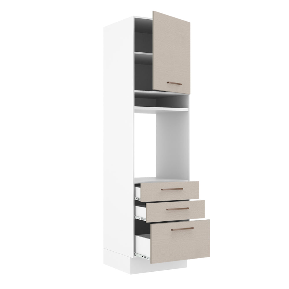 Mueble de cocina para horno 60 x 60 cm 1 Puerta 3 Cajones Blanco/Crema Agata