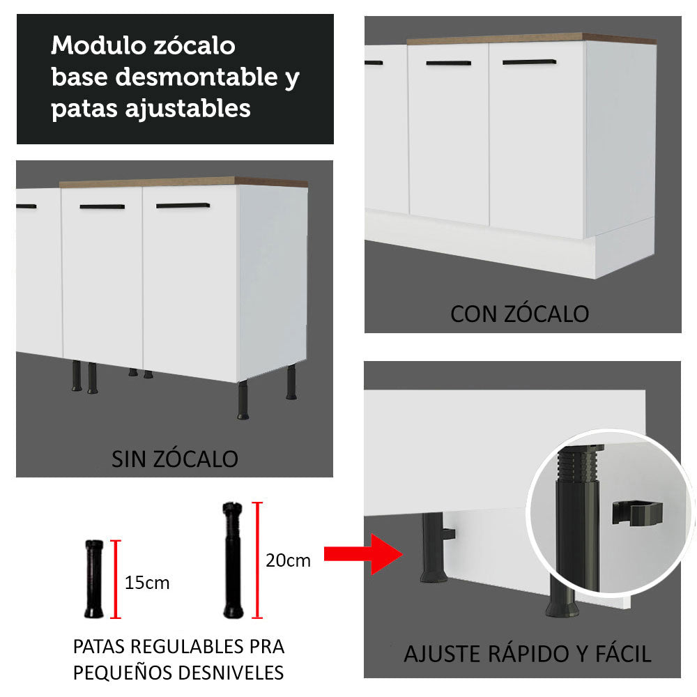 Gabinete Bajo Multiuso 80 cm 2 Puertas Blanco/Marrón Madesa
