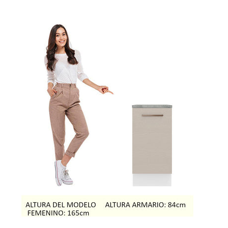 Mueble de Cocina 40 cm 1 Puerta Blanco/Crema Agata Madesa