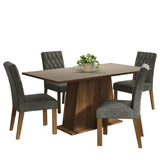 Juego de Comedor Mesa con Encimera de Madera 4 Sillas Marrón/Crema/Silver Ashley