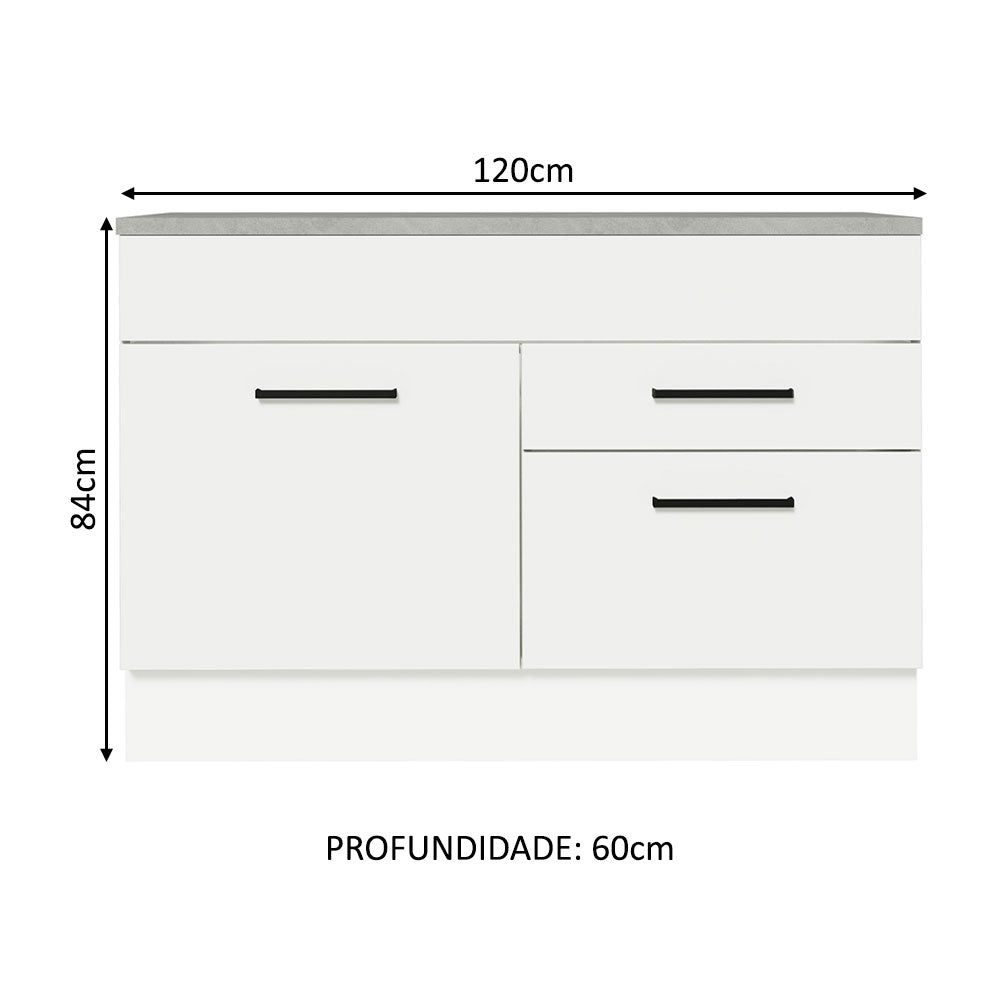 Gabinete 120 x 60 cm 1 Puerta 2 Cajones Blanco (Con Encimera) Agata