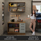 Kit Gabinete Bajo y Gabinete Superior Multiuso 120 cm Marrón/Gris Agata Madesa