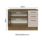 Gabinete Bajo Multiuso 120 cm 2 Puertas 3 Cajones Marrón/Crema Madesa