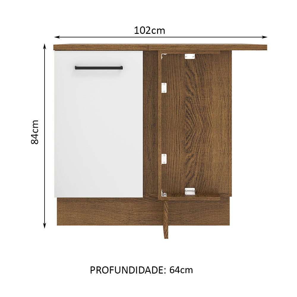 Mueble de Esquina Agata 1 Puerta 60 cm Profundidad (Con Encimera) Marrón/Blanco