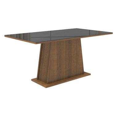 Mesa de Comedor 160 cm con Encimera Vidrio Marrón/Negro Madesa