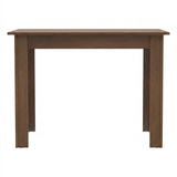 Juego de Comedor Mesa de Madera + 4 Sillas Color Marrón Tapizadas en Tela Sintética Beige Madesa Rute