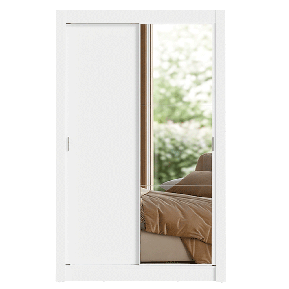 Conjunto de Recámara Individual con Clóset 2 Puertas con 1 Espejo y Cómoda Blanco Madesa