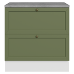 Gabinete Bajo 80 cm 2 Cajones Blanco/Verde Vik Madesa