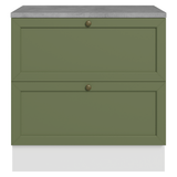 Gabinete Bajo de Cocina 80 x 60 cm 2 Cajones (Con Encimera) Blanco/Verde Vik Madesa