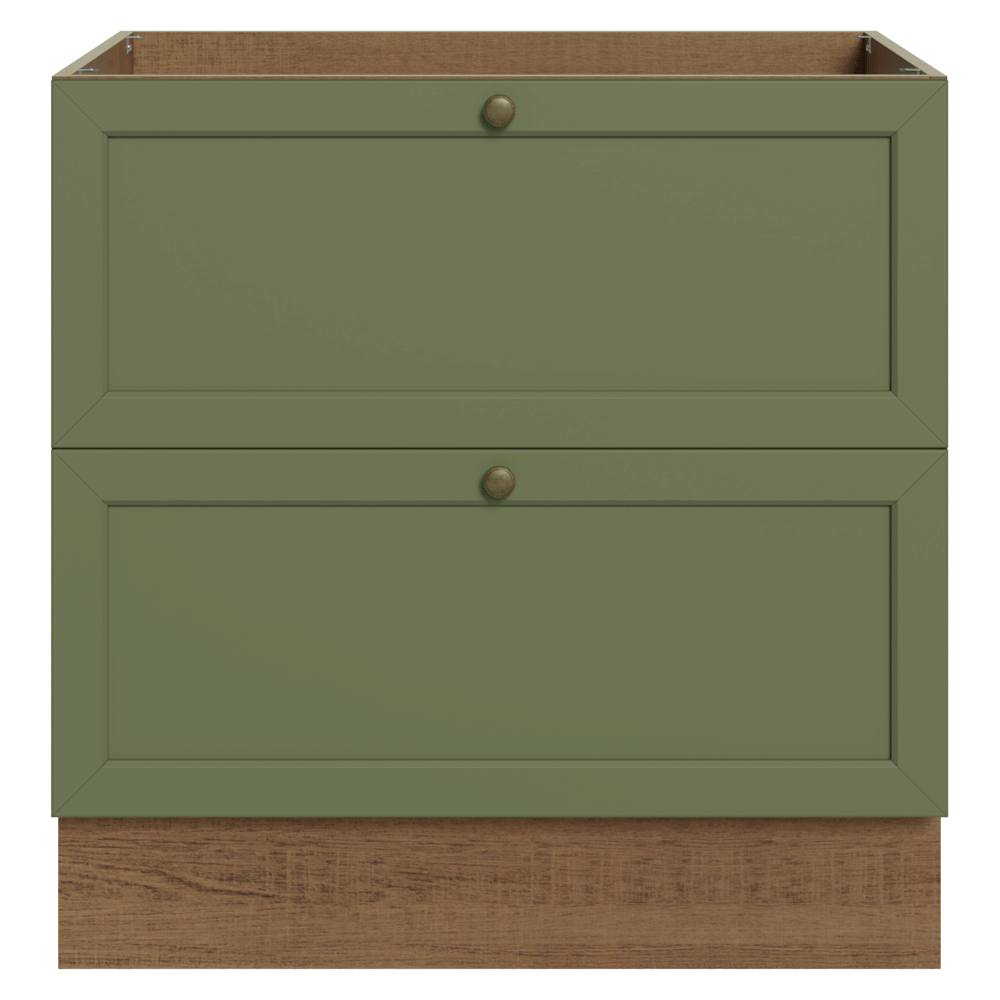 Gabinete Bajo de Cocina 80 x 60 cm 2 Cajones (Sin encimera) Marrón/Verde Vik Madesa