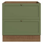 Gabinete Bajo 80 cm 2 Cajones Sin Encimera Marrón/Verde Vik Madesa