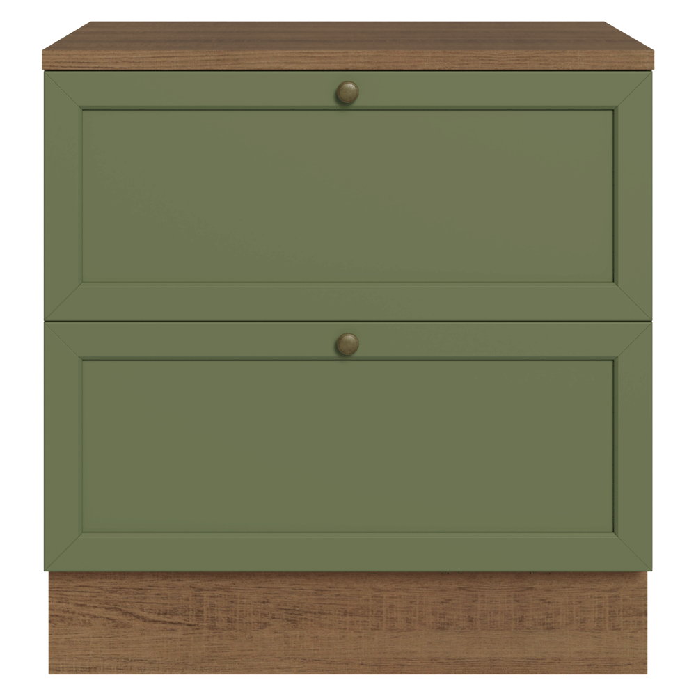 Gabinete Bajo 80 cm 2 Cajones Marrón/Verde Vik Madesa
