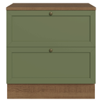 Gabinete Bajo 80 cm 2 Cajones Marrón/Verde Vik Madesa