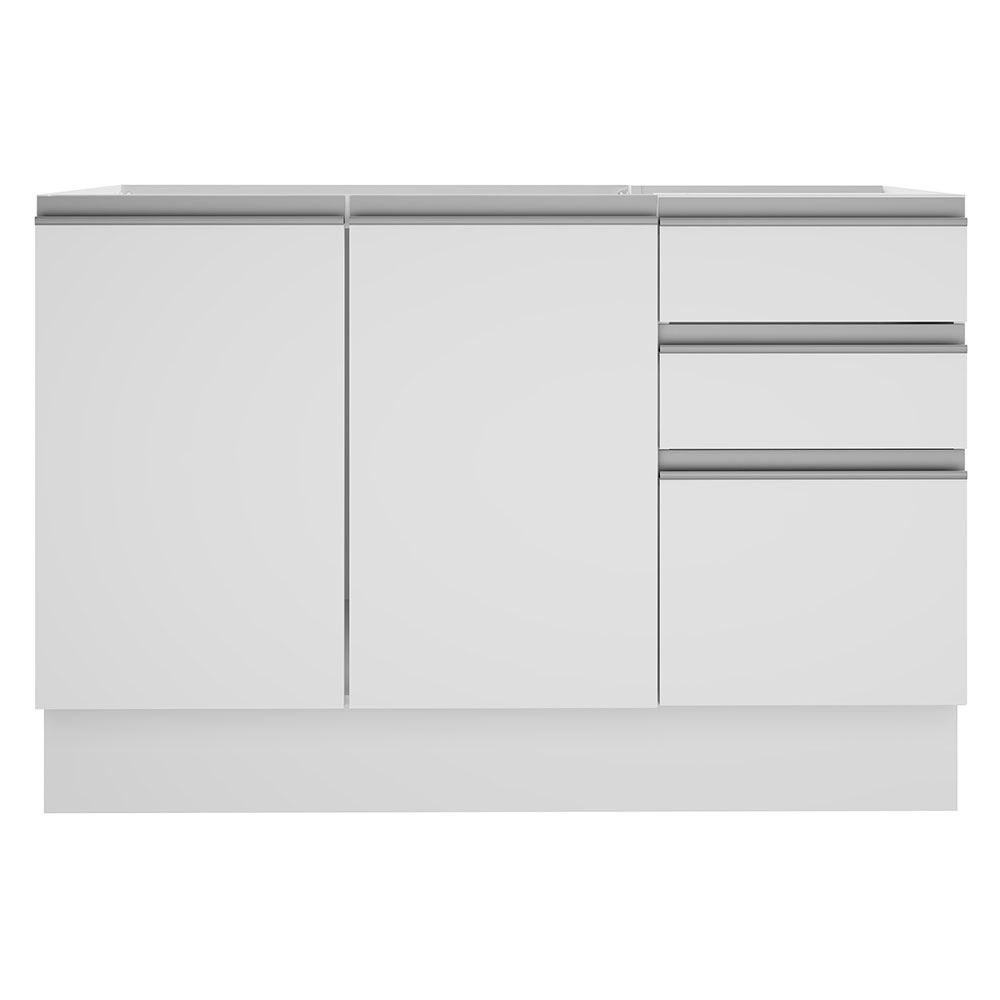 Gabinete Bajo para Fregadero 120 cm 3 Cajones 2 Puertas Glamy Blanco