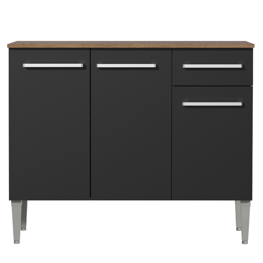 Mueble de Cocina para Fregadero 3 Puertas y 1 Cajón Marrón/Negro Emilly