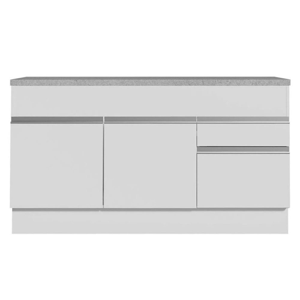 Mueble de Cocina 2 Puertas 2 Cajones 150cm (Con Encimera) Blanco Glamy