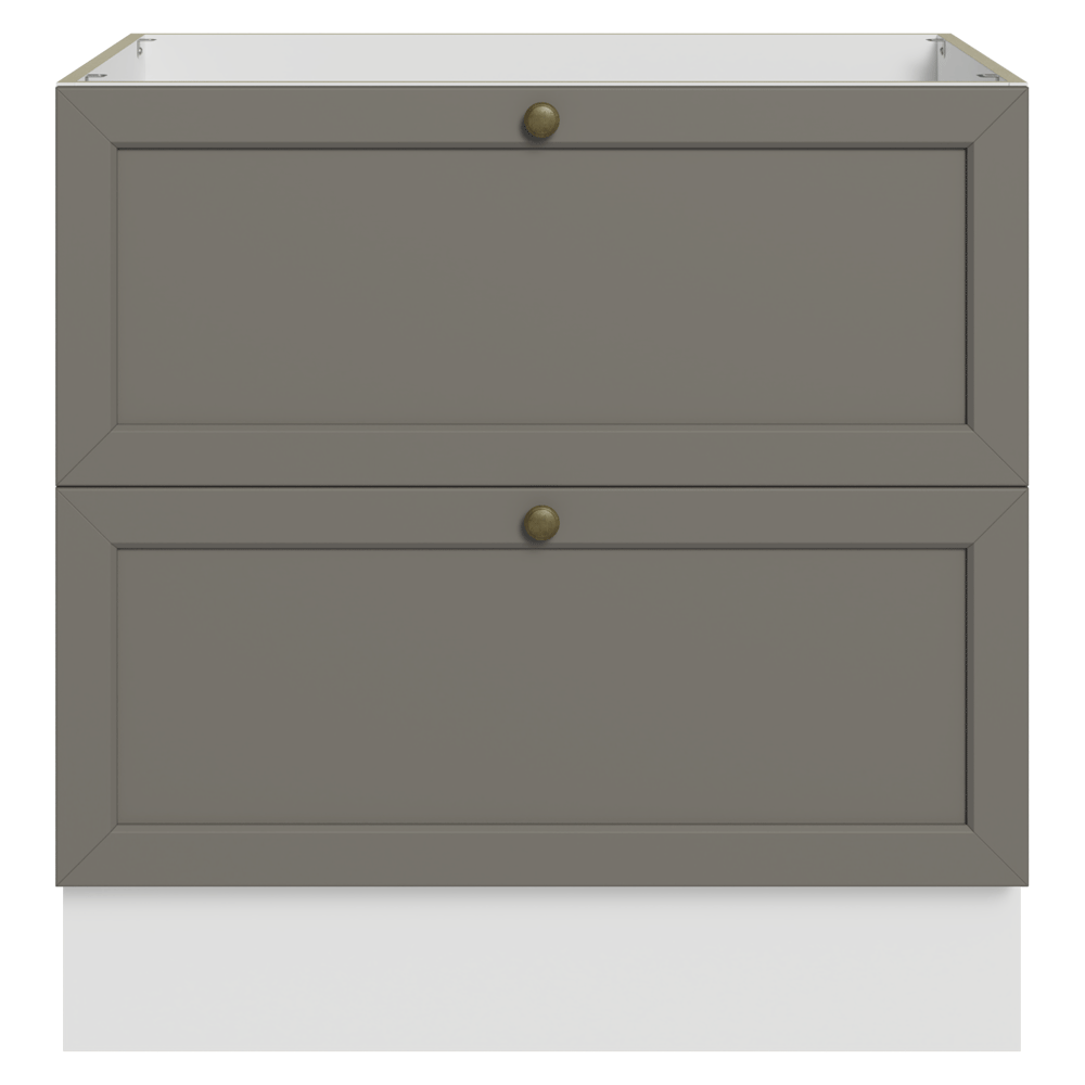 Gabinete Bajo de Cocina 80 cm 2 Cajones (Sin Encimera) Blanco/Gris Vik Madesa