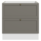 Gabinete Bajo de Cocina 80 cm 2 Cajones (Sin Encimera) Blanco/Gris Vik Madesa