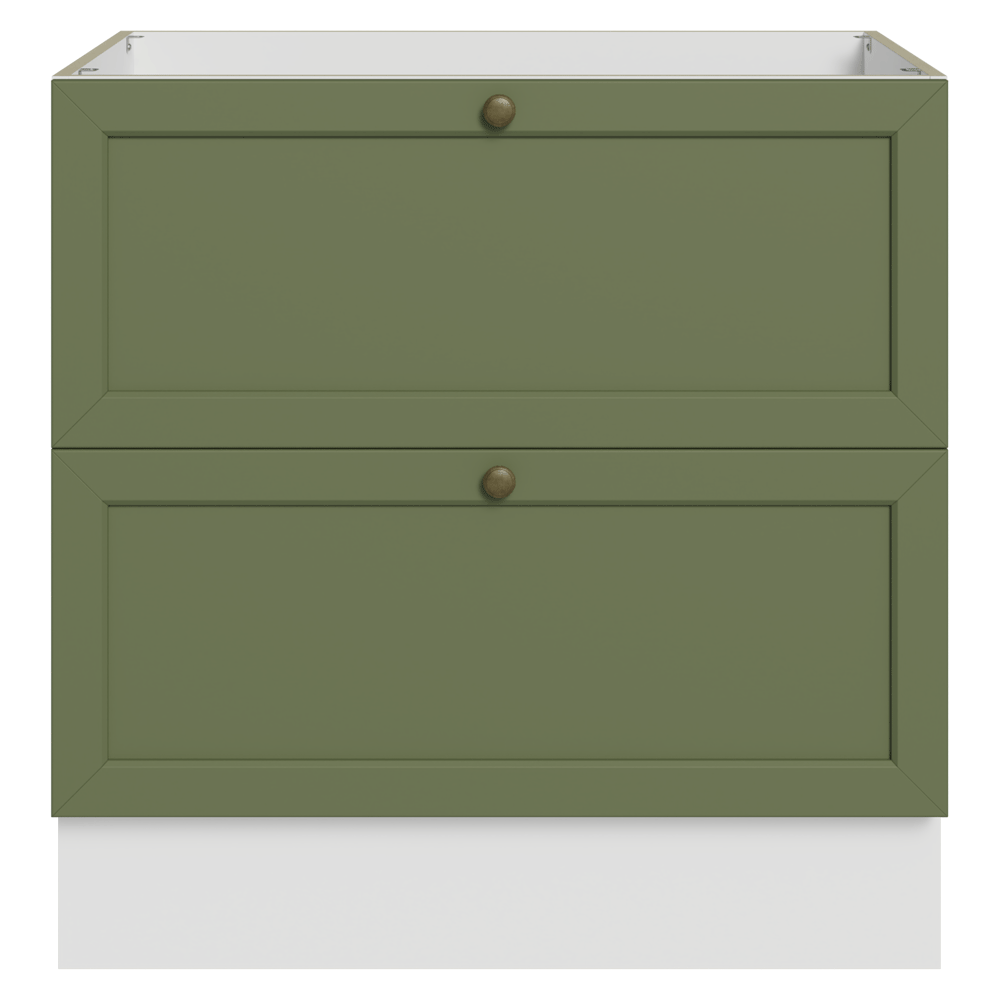 Gabinete Bajo de Cocina 80 cm 2 Cajones (Sin Encimera) Blanco/Verde Vik Madesa