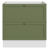 Gabinete Bajo de Cocina 80 cm 2 Cajones (Sin Encimera) Blanco/Verde Vik Madesa