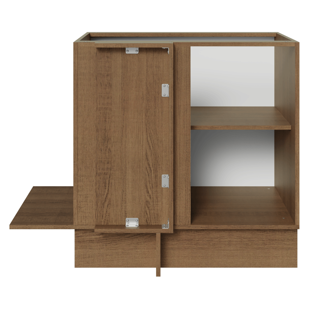 Gabinete Bajo Esquinero 80 cm 1 Puerta Sin Encimera Marrón/Blanco Stella Madesa