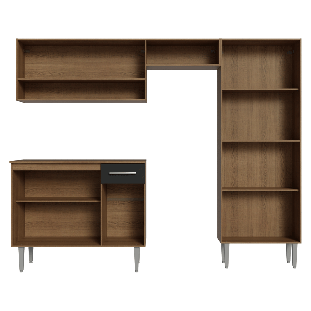 Cocina Compacta 220 cm Marrón/Negro Deli Madesa