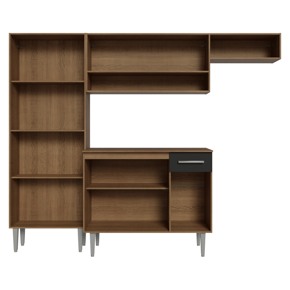 Cocina Compacta 220 cm Marrón/Negro Deli Madesa
