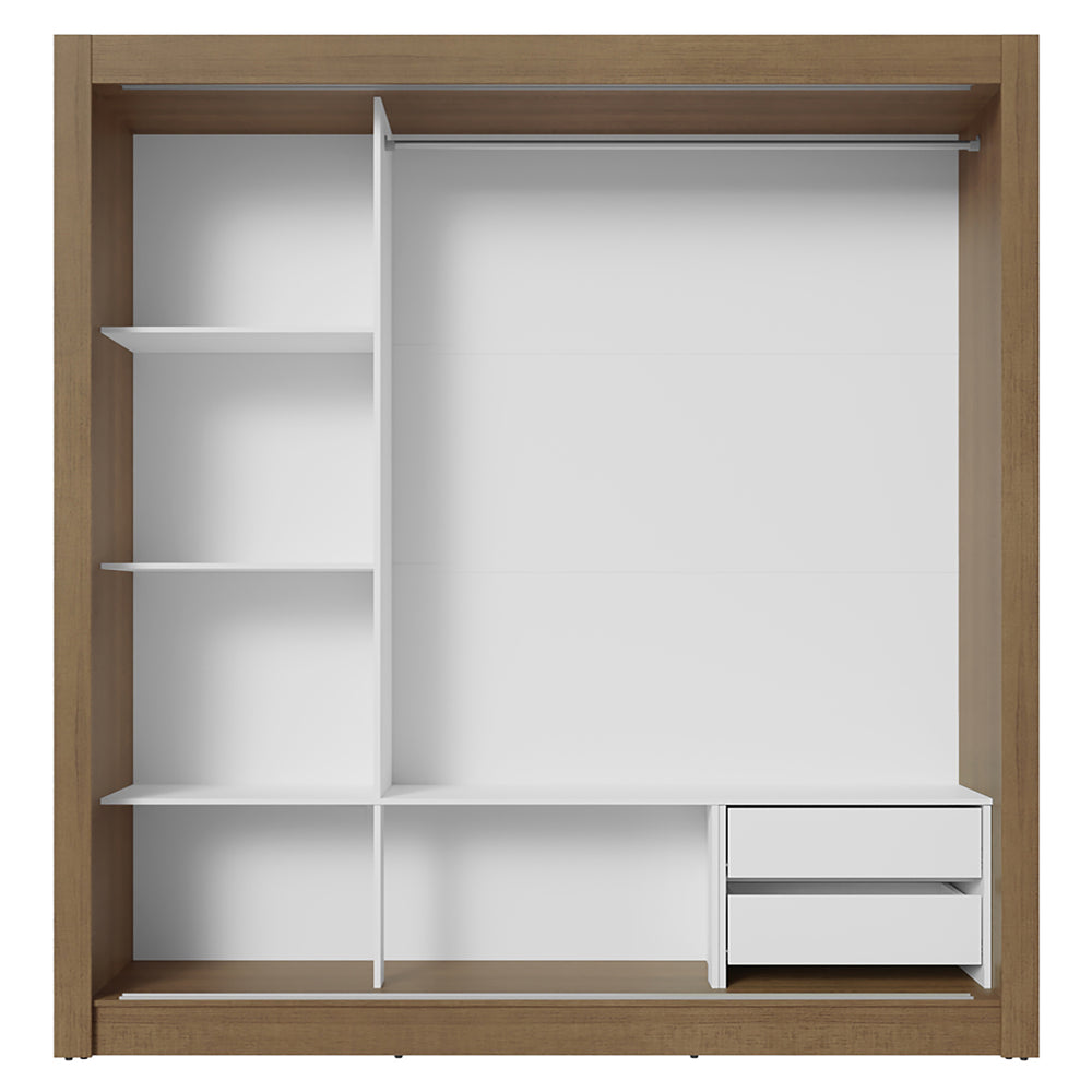 Clóset Matrimonial 170 cm 3 Puertas Corredizas Con 2 Espejos 2 Cajones Marrón/Blanco Sublime Madesa