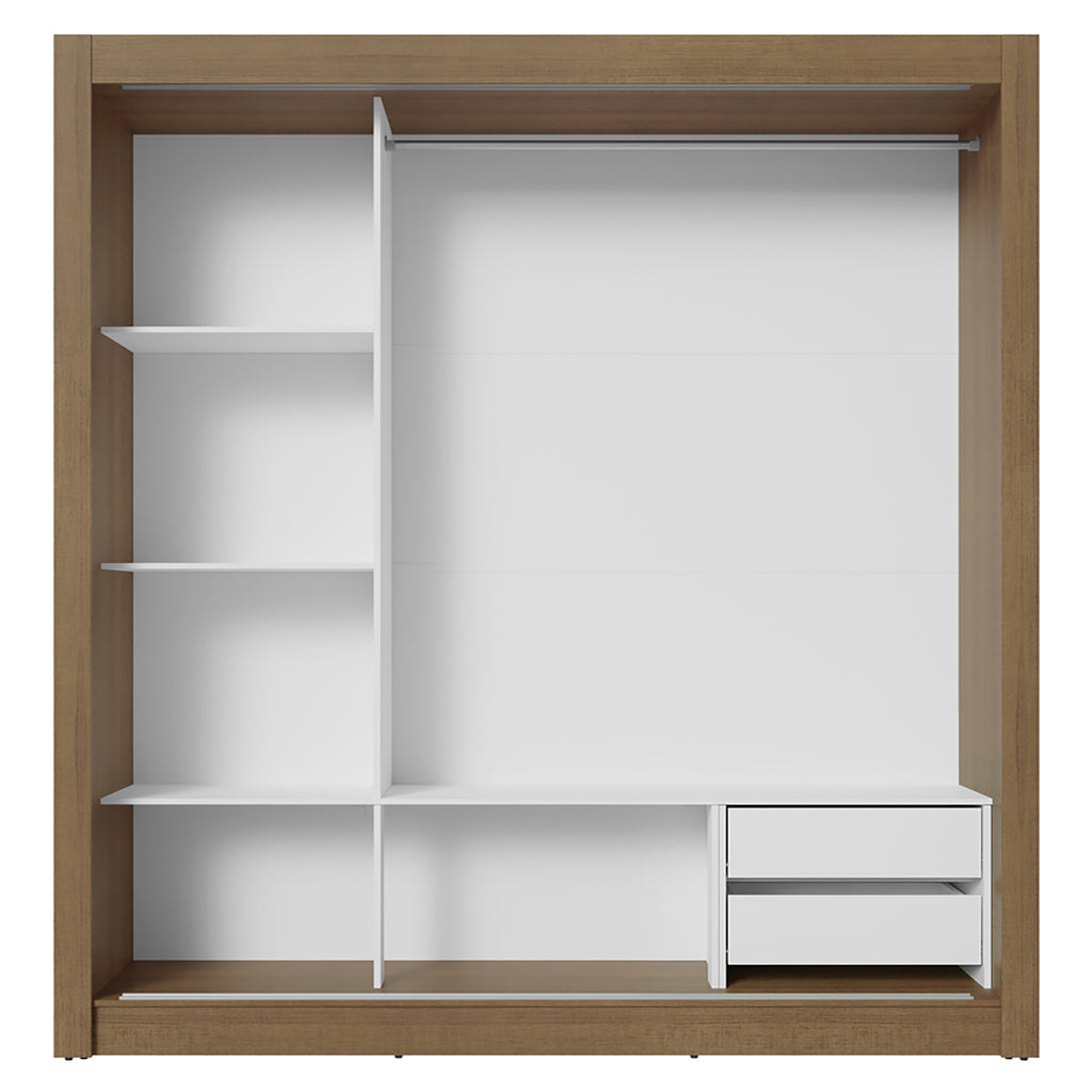 Clóset Matrimonial 170 cm 3 Puertas Corredizas Con 2 Espejos 2 Cajones Marrón/Blanco Sublime Madesa