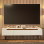 Mueble para TV hasta 80 Pulgadas 180 cm 2 Puertas 1 Cajón Blanco/Marrón Doha Madesa